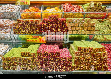 Bonbons an der Ägyptischen Basar, Istanbul, Türkei Stockfoto