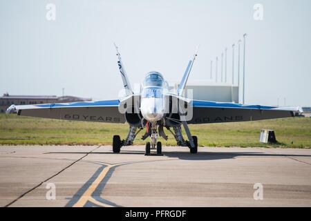 Eine CF-18 Hornet von der Royal Canadian Air Force ist auf Anzeige während der Kanone Air Force Base in der Luft-, Raum- und Tech Fest am Cannon Air Force Base, NM, 27. Mai 2018. Die Hornet war einer von vielen statischen zeigt auf der Messe. Stockfoto