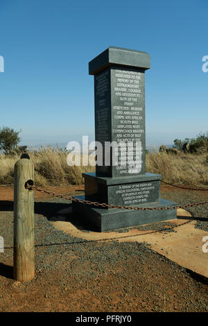 Ladysmith, KwaZulu-Natal, Memorial, Spioenkop Schlachtfeld Tribut an indischen und afrikanischen Krankenwagen Männer, Pfadfinder, Köche, Fahrer, KIA, Südafrikanische Krieg Stockfoto