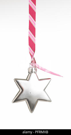Silver Star Christbaumkugel Stockfoto