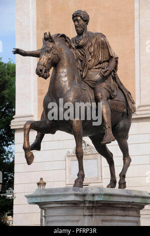 Italien, Rom, Kapitol, Piazza del Campidoglio, Reiterstatue des Marcus Aurelius Stockfoto