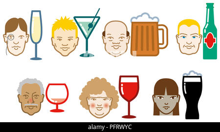 Menschen und ihre Lieblingsgetränke Stockfoto