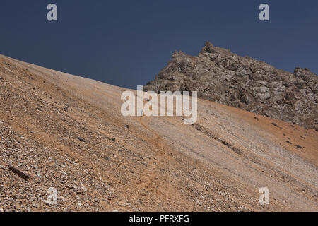 Überschreiten der Gumbezjikul Pass, Pshart Tal, Tadschikistan Stockfoto