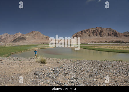 Landschaft entlang der Murghab Fluss im Tal, Madiyan Murghab, Tadschikistan Stockfoto