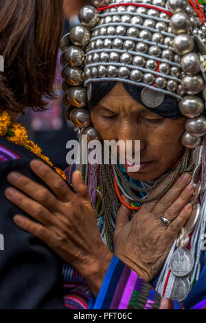 Die christliche Akha, Minderheiten Stamm im Norden von Thailand Berge Stockfoto