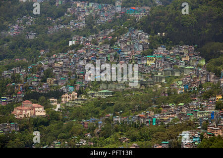 Schöne Aussicht von Gangtok Stadt, der Hauptstadt von Sikkim, Indien. Stockfoto