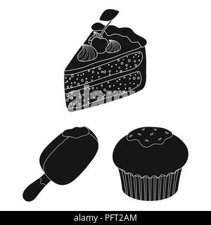 Schokolade Dessert schwarze Symbole in der Sammlung für Design. Schokolade und Süßigkeiten vektor Symbol lieferbar Abbildung. Stock Vektor