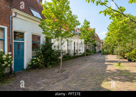 Malerischen alten Häusern im Zentrum von Delft, Niederlande Stockfoto