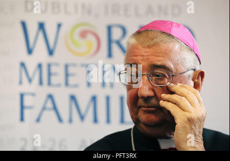 Erzbischof Diarmuid Martin, Erzbischof von Dublin und Präsident des Welttreffens der Familien 2018, während einer Pressekonferenz in Dublin RDS während des Welttreffens der Familien. Stockfoto