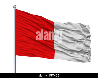 Cork City Flagge am Fahnenmast, Irland, isoliert auf weißem Hintergrund Stockfoto