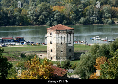 Serbien, Belgrad, Kalemegdan Zitadelle, Blick von der Festung Kalemegdan der Stadtmauern auf der Donau Stockfoto