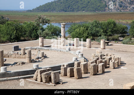 Die Türkei, in der Nähe von Dalyan, Terrasse Tempel in Kaunos Stockfoto