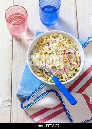 Krautsalat mit roten Zwiebeln Stockfoto