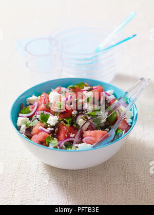 Wassermelonen-Salat Stockfoto