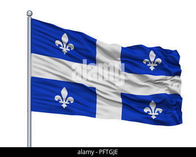 Die Stadt Quebec Flagge am Fahnenmast, Kanada, isoliert auf weißem Hintergrund Stockfoto