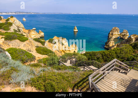 Praia do Camilo Strand in Lagos, Algarve, Portugal Stockfoto