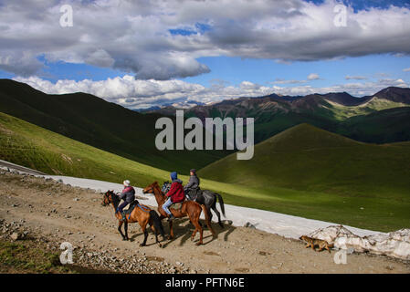 Kirgisische horserider, Jyrgalan Tal, Kygyzstan Stockfoto
