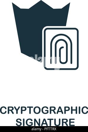 Kryptografische Signatur Symbol. Schwarzweiß-Design von crypto Währung Kollektion. UI. Pixel Perfect einfache Piktogramm kryptografische Signatur Symbol Stock Vektor