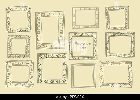 Hand gezeichnet Frames festlegen. Cartoon griechischen Stil. Vektor Trennwände, Grafik Hochwertiges Design Elemente einstellen. Süße vintage Grenzen. Antike Zier- und Cu Stock Vektor