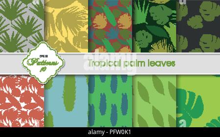 Vektor hand Zeichnung eingestellt tropischer Herkunft. Palm Blätter Proben. Postkarten, Zertifikate, Briefköpfe, Grußkarten, Stoffe, Tapeten Stock Vektor