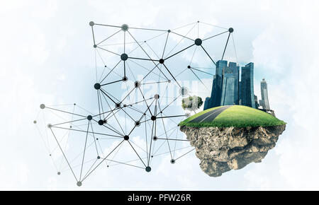 Konzept der modernen Netzwerktechnologien und Eco grün construc Stockfoto