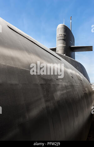 Bergerac, Frankreich - 22. Mai 2017: Atom-U-Boot der Französischen Marine Le Redoutable im 'Cite de la Mer" (Stadt am Meer), Maritime Museum Stockfoto