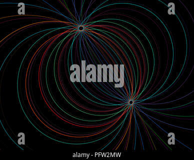 String Theorie. Physikalische Prozesse und Quantentheorie. Quantenverschränkung. Eine abstrakte Computer generierten modernen fractal Design auf dunklem Hintergrund. Ein Stockfoto