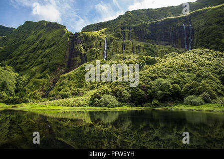 Poco da Ribeira do Ferreiro, Flores, Azoren, Portugal. Stockfoto