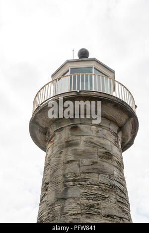 Nahaufnahme der Leuchtturm auf Osten Pier, Whitby, North Yorkshire, England. Stockfoto