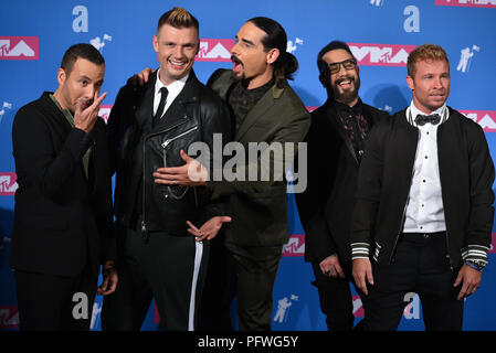 Backstreet Boys - A.J. McLean, Howie Dorough., Nick Carter, Kevin Richardson und Brian Littrell nehmen an der 2018 MTV Video Music Awards in der Radio City M Stockfoto