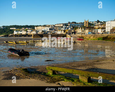 Panorama Hafen von St Ives Cornwall bei Ebbe Juli 2018 Stockfoto