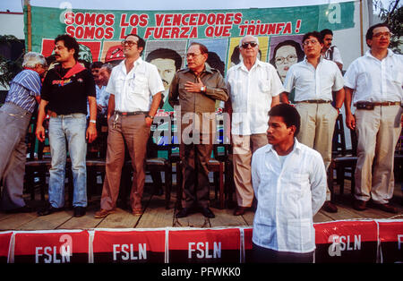 Managua, Nicaragua, Wahlen, Feb 1990; Sandinistische FSLN Führung bei einer Kundgebung in Granada. Stockfoto