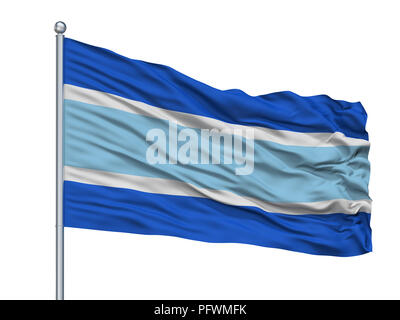 La Ciudad Burgos City Flagge am Fahnenmast, Spanien, isoliert auf weißem Hintergrund Stockfoto