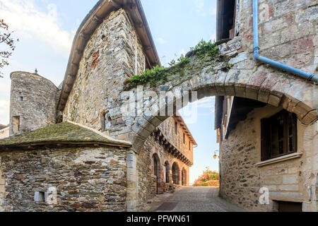 Frankreich, Aveyron, Najac, beschriftet Les Plus beaux villages de France (Schönste Dörfer Frankreichs), das Maison du Gouverneur, Gouverneur House Stockfoto