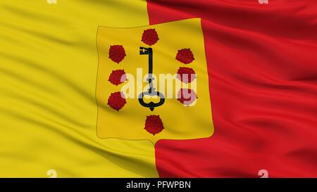 Comines Warneton Stadt Flagge, Belgien, Detailansicht Stockfoto