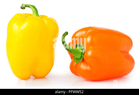 Farbige Paprika auf weißem Hintergrund Stockfoto