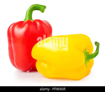 Farbige Paprika auf weißem Hintergrund Stockfoto