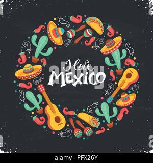 Hola Mexiko Poster Stock Vektor