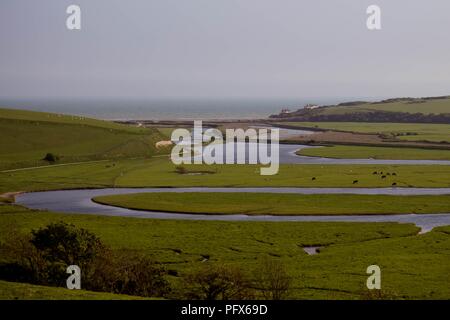 Blick auf Cickmere River Valley in East Sussex, England, Großbritannien Stockfoto