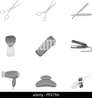 Friseur set Symbole in Schwarzweiß-Stil. Große Sammlung von Friseur vektor Symbol lieferbar Stock Vektor