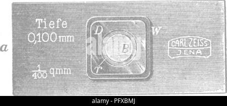. Bakteriologie und Mykologie von Lebensmitteln. Essen. Abb. 11.- Hsemocytometer mit Pipetten bei. Ursprünglich divised für Milch, aber zweifellos auch auf andere Lebensmittel Stoffe angepasst werden. Hsemocytometer. Die hsemocytometer, die für die Zählung von Leukozyten und Erythrozyten verwendet wird, ist es nun, die Aufzählung der Bakterien in sehr dicht besiedelten Materialien apphed. W B J^ D. Abb. 12.- Übersicht Hsemocytometer Kammer. Das Instrument besteht aus einem Glas sUde, auf denen Stücke von Glas befestigt ist in einer Weise, die Form einer Kammer. Das äußere Glas ist quadratisch mit einem runden Loch in der Mitte. In diesem ist eine Runde p setzen Stockfoto