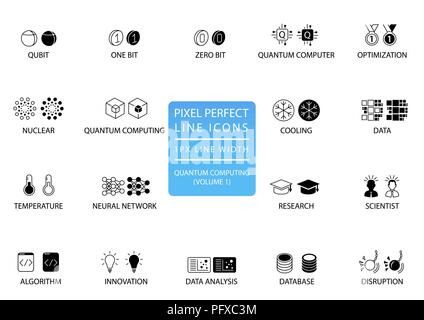 Quantum computing Vektor Icon Set für das Web optimiert Stock Vektor