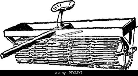 . Böden, ihre Eigenschaften und Management. Böden. Abb. -. 72 - Arten der Verpacker und Pulverisierer: (l), feste oder Barrel roller; (2), Wellpappe Rolle; (3), Brecher und Untergrund Packer; (4), Bar. 585. Clod Brechern. Das Ziel dieser clod Brecher ist Klumpen zu brechen. Die Wirkungsweise, Es gibt mehrere Formen. Der Wellpappe und die Bar der Rolle und der clod Crusher konzentrieren, ihr Gewicht auf ein paar Punkte, und offen genug, so dass die feinen Masse zwischen den Auflageflächen gezwungen wird. Sie sind sehr wirksam bei der Reduzierung von klumpigem Boden zu vergleichsweise fein harken. Sie haben sehr litt Stockfoto