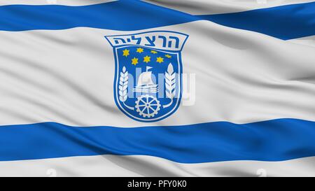 Flagge der Stadt Herzliya, Israel, Detailansicht Stockfoto