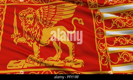 Flagge der Stadt Venedig, Italien, Detailansicht Stockfoto