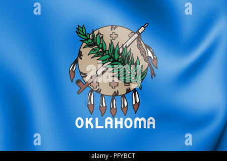 3D-Flagge Oklahoma (1988-2006), USA. 3D-Darstellung. Stockfoto