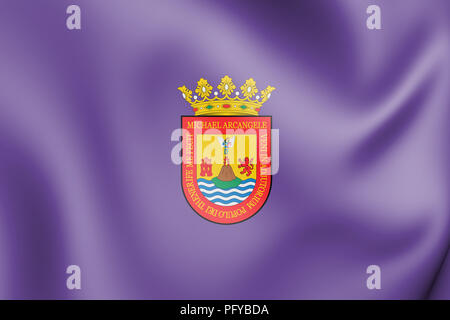 3D-Flagge von San Cristobal de La Laguna (Teneriffa), Spanien. 3D-Darstellung. Stockfoto