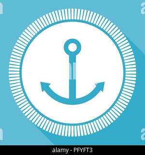 Anker flach Vektorsymbol, Segel square Blue web-Taste Stock Vektor