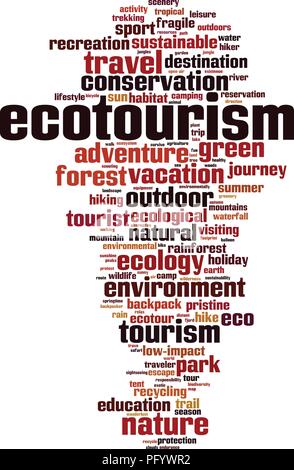 Ökotourismus Wort cloud Konzept. Vector Illustration Stock Vektor