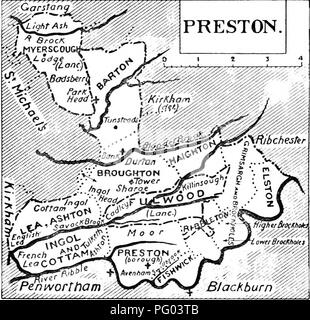 . Die Victoria Geschichte der Grafschaft von Lancaster;. Natural History. Eine GESCHICHTE VON LANCASHIRE PRESTON RIBBLETOX GRI. MSARGH und BROCKHOLES PRESTON ELSTON FISHWICK BROUGHTON HAIGHTON BARTON LEA, Ashton, INGOLF und COTTAM der Pfarrei von Preston liegt am nördlichen Ufer des Ribble, und hat eine Fläche von 16,116 acres, einschließlich 207 Hektar Gezeiten Wasser. Die Bevölkerung im Jahr 1901 war 115,483, in der Regel innerhalb der Gemeinde von Preston. Die Oberfläche ist wellig, mit einem allgemeinen Anstieg in Richtung Norden und Osten. Die Geschichte der Pfarrei ist praktisch, der Stadt, die ihren Namen der gesamten gegeben hat. Den o Stockfoto